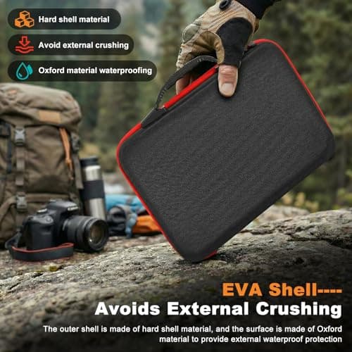 YUNYOUC Hard Shell Protective Case with Pre-Cut Foam Insert EVA Shockproof Electronics Organiser Bag for Cameras & Digital Accessories Water-Resistant Travel Storage Pouch 32x22x6.5 cm(Gules) — view 4