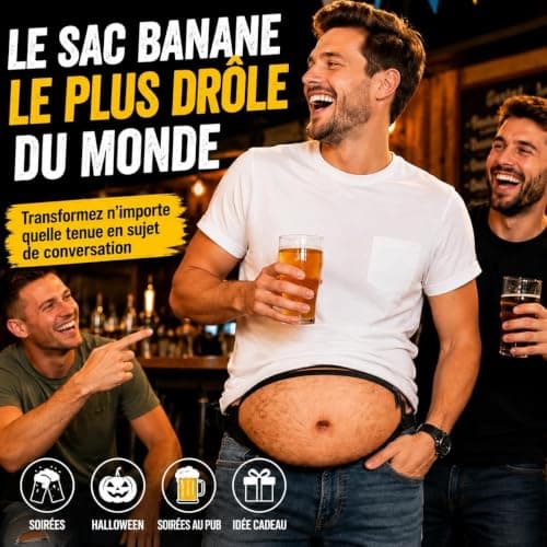 Funny Belly Fanny Pack Men Realistic Fake Belly Waist Bag Gifts,Waterproof Belly Waist Bag Funny Gift Realistic Design Adjustable Strap for Men Dad Him — view 3