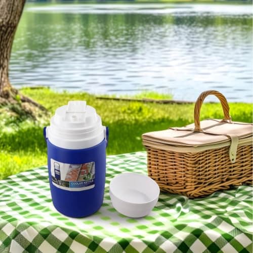 Insulated Sports Water Jug 1L Portable Cooler Bottle With Handle, For Camping Picnic Beach Outdoor Hydration Red Blue(Blue) — view 5