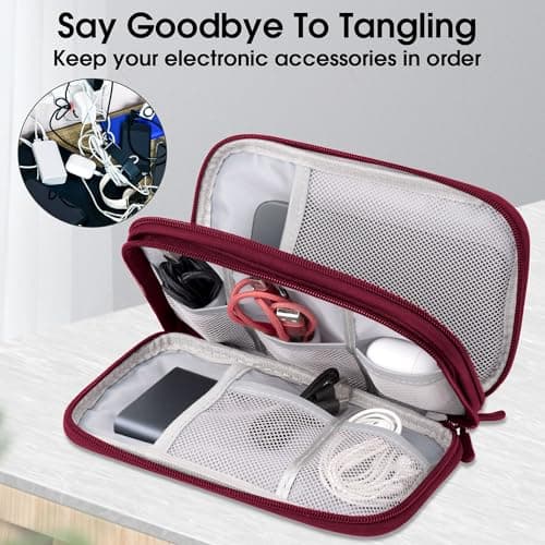 Arae Travel Essentials Electronic Organizer Double Layer - Wine Red, M — view 5