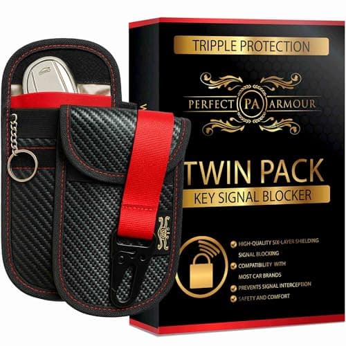 2 Pack Faraday Car Key Signal Blocker Pouch – Anti Theft RFID Protection Case for Keyless Car Keys, Carbon Fibre Security Key Fob Wallet