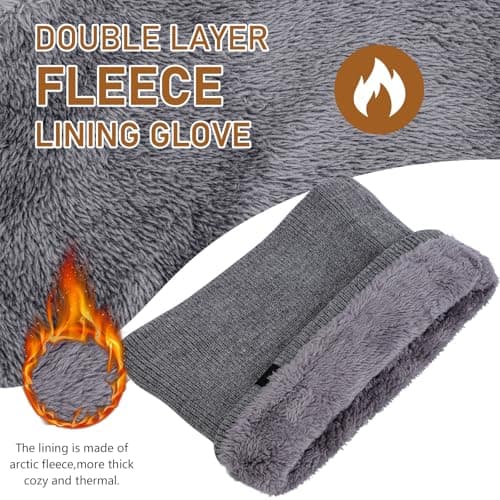 Fjquamitix Neck Warmer for Men Women Thick Fleece Thermal Snood for Men Winter Neck Gaiter Knitted Circle Scarf for Outdoor Sports Cycling Skiing Motorcycle (Dark Grey) — view 3