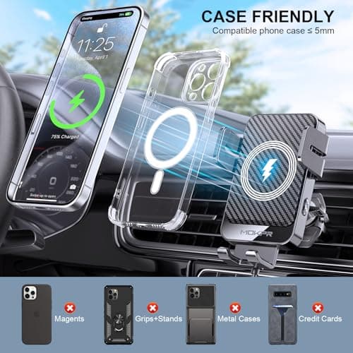 MOKPR Car Phone Holder Wireless Charger, 15W Wireless Car Charger — view 6