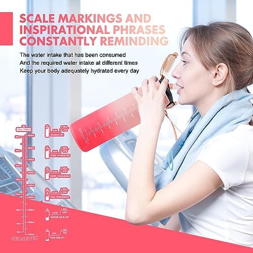 SEASEVEN Sports 1L Water Bottle with Straw for Gym,Office(Gradient-Pink) — view 2