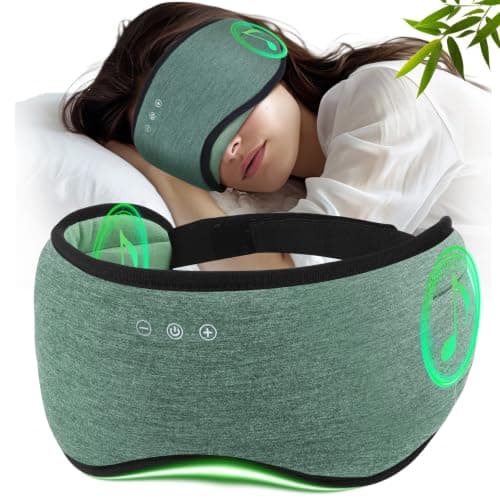 MUSICOZY Organic Bamboo Cotton Sleep Mask Headphones, 100% Blackout