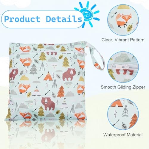 Aomig Waterproof Wet Bags 2 Pcs Reusable Nappy Bag Organiser(Forest) — view 3