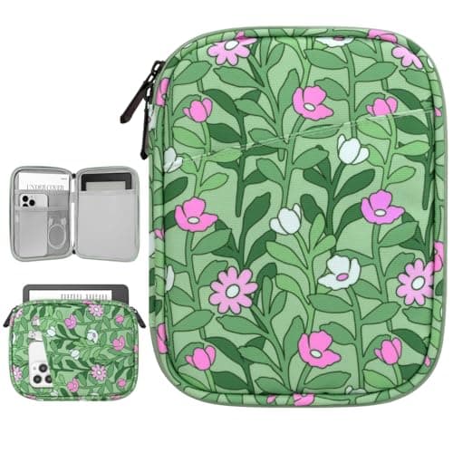 Vinabilia 6-7 Inch Sleeve Case for Kindle and eReader, Cyan+Flower