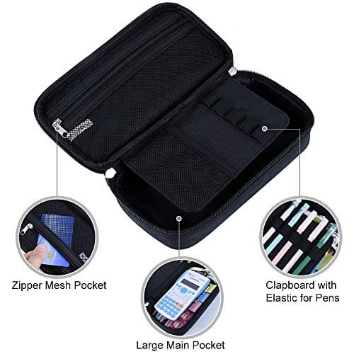 Chelory Big Capacity Pencil Case Large Pencil Cases High Storage Pencil Bag Pouch for Boys Girls Teens Middle College School Office Stationary Supplies Makeup Bag Men Women (Black) — view 3