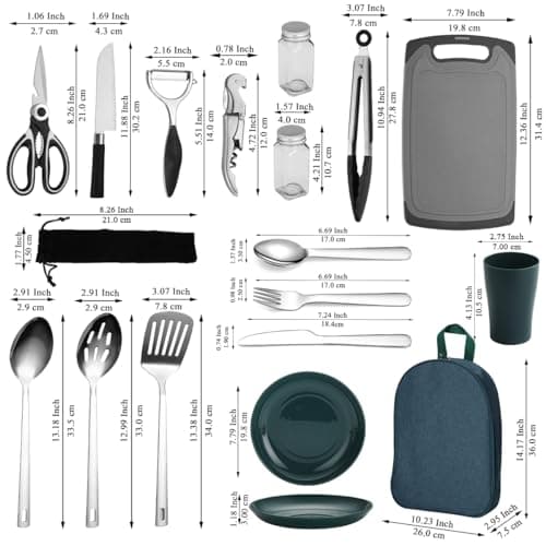 Berglander Camping Cooking Utensils Set 23 Piece, Camping Essentials Camping Accessories Gear Must Haves Camper and BBQ Utensils for Travel, Picnics, Camping, BBQ, Party and Other Outdoor Activities — view 2