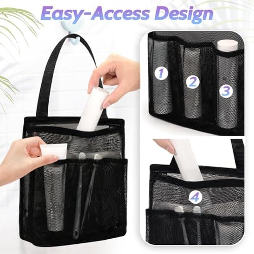 micherr Portable Meshes Shower Bag for Beach Gym Travel Ventilated Bath Storage Organizers with Hanging Hook — view 5