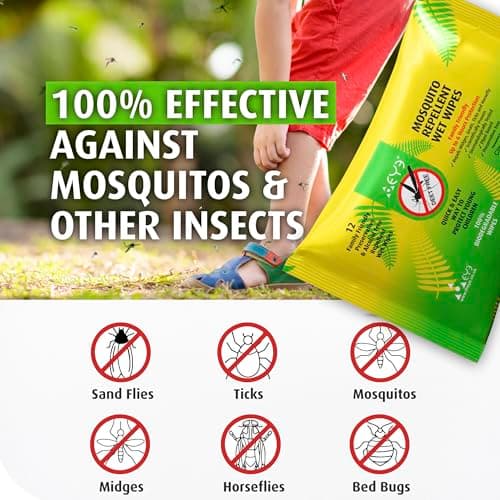 THEYE, Mosquito Repellent Wipes, 100% Natural Plant-Based Insect Repellent, DEET-Free, Alcohol-Free, Up to 6 Hours Protection, for Sensitive Skin, 12 Wipes — view 3