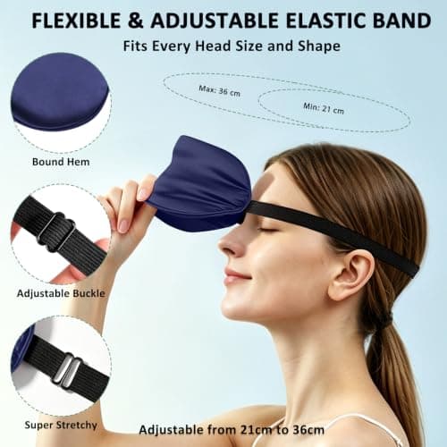 Real Mulberry Silk 2 Pack Sleep Mask, Natural Pure Silk Eye Masks with Adjustable Strap for Sleeping Blue+Purple — view 2