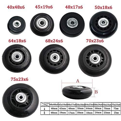 Pair of Luggage Suitcase Replacement Wheels Repair Axles Deluxe Repair Kit (64x24mm) — view 4