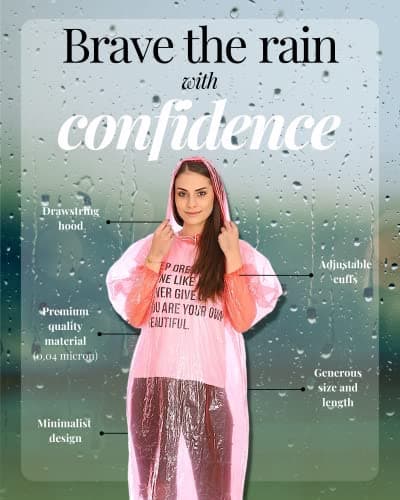 REDSTAR Coloured Disposable Rain Ponchos for Adults - Assorted Disposable Rain Poncho Adult Waterproof Pac a Mac Women and Men - Emergency Lightweight Pac a Mac for Travel and Festival Accessories — view 3