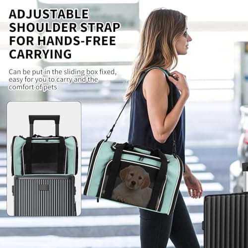 Yipincover Carriers Soft-Sided Large Pet Carrier for Cats Dogs Small Animals Up To 25Lbs,Top Load Carrier,Ventilated Design,Portable Cat Carrier Airline Approved(X-Large,Green) — view 6