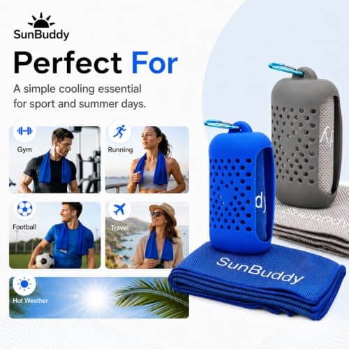 SunBuddy Cooling Towel for Sports – Instant Cooling, Quick Dry, Lightweight Microfibre Towel for Gym, Running, Hiking, Camping, Travel, Fitness & Outdoors (Grey) — view 5