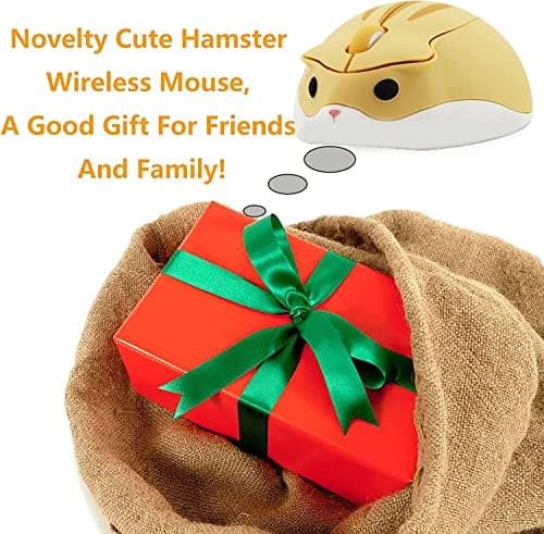 elec Space Cute Mini Hamster Shape Optical Mouse - Wireless, 1200 DPI, Noise Reduction, Ultra Portable Travel Mouse, 2.4 GHz USB Unifying Receiver, for PC, Mac, Laptop, Kids, Girl Gift (Yellow) — view 3