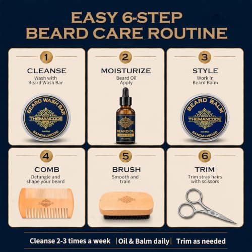 THEMANCODE Beard Grooming Kit for Men, Sandalwood Set, Gifts for Men — view 6