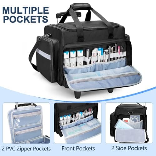 Damero Large Rolling Medical Bag with Detachable Trolley, Black — view 4