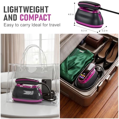 Clothes Steamer for Clothes, 1300W Handheld Steam Iron with Touch Screen & LCD Display – Travel Steamer for Garments with 6 Modes & 180° Rotatable Handle, Portable for Home Office Travel — view 2