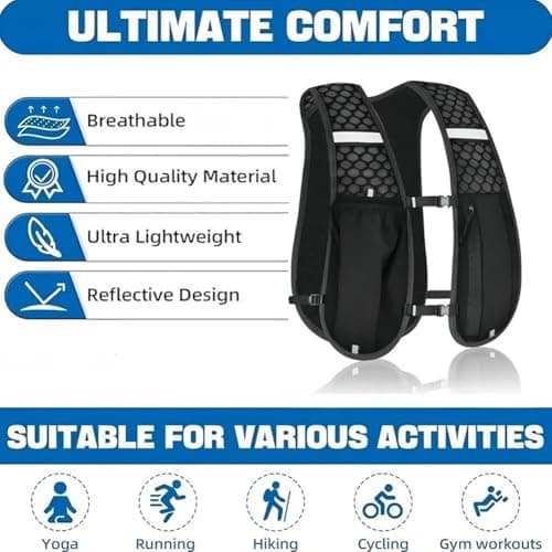 Unisex Running Vest with Kettle, Lightweight & Breathable Hydration Backpack with Phone Holder, Adjustable Reflective Running Backpacks for Women & Men Outdoor TrailRunning Hiking Cycling — view 3