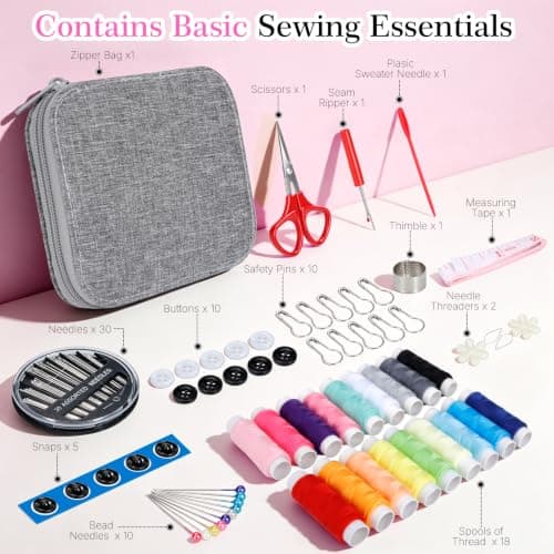 VynyQoo 90 Piece Sewing Kit with Portable Case for Travel and Emergency — view 2