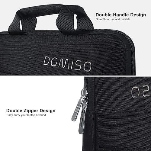 DOMISO 15.6 inch Laptop Sleeve Waterproof Carrying Handbag Laptop Briefcase Compatible with MacBook Air/MacBook Pro/Dell Precision/MateBook/HP ZBook/15 Surface Laptop/Lenovo,Black — view 5
