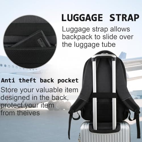 marcello 18 Inch Laptop Backpack for Men, Water Resistant Travel Rucksack — view 6