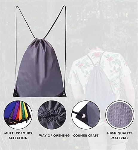 WFX Drawstring Gym Bag 2PCS String Bags Gym Sack Backpack PE Bags for Women Men Trainer Swimming Bag Travel Beach School Holidays Suitable for Sports,kids,Boys,Girls (Grey 1pc) — view 3