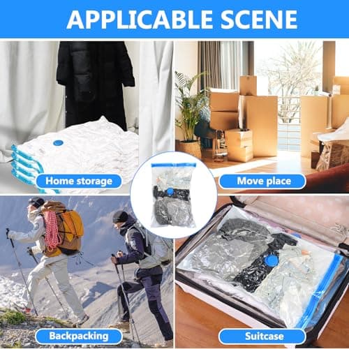 Tenbrachian 8 Pcs Space Saver Bags Vacuum Storage Bags Small Compression Zipper Storage Bags Vacuum Pack Bags for Clothes, Vacuum Bags for Clothes Travel Home, with Airtight Valve, 60 x 40 cm — view 5