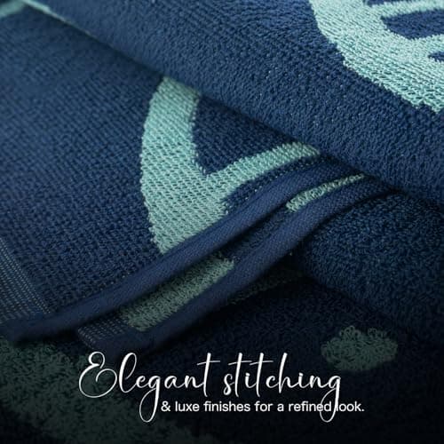 CASA COPENHAGEN Miami Towel 2Pcs Fish Blue - Blue Stripe Designer Stripe Beach Towels Gift Set, 76 x 152 cm, Oversized 100% Cotton Pool Bath Towel for Beach Gift Set (Summer Gift Set For Women & Men) — view 4