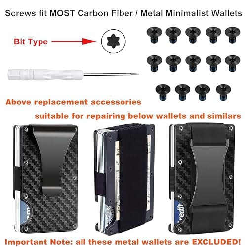 UpLook Wallet Replacement Screws Screwdriver Metal Clip for RFID Metal Wallet Repair Kit, Black Basic Set for Ridge Wallet, S — view 3