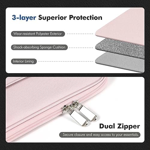 MoKo 9-11 Inch Tablet Sleeve, Protective Carrying Bag with Two Compartments Fits 11 inch iPad A16 2025, iPad Air M3, Air/Pro 11 2024, iPad10/9/8/7th, Galaxy Tab A9+ Plus 11"/S9 FE, Tab M11 11", Pink — view 5