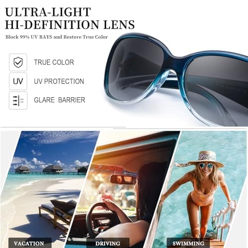 Myiaur 2 Pack Polarised Sunglasses for Women, Wrap Around UV400 Protection — view 6