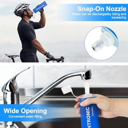Flintronic 2PCS Soft Flask TPU, 250ML Collapsible WaterBottle, Lightweight Running Soft Bottle for Unisex Hydration, BPA-Free, Leakproof Foldable Bottle for Running, Cycling, Climbing — view 5