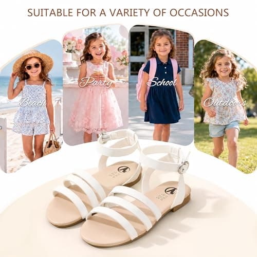 MIXIN Girls Sandals Flat Sandals summer shoes White 13 — view 6