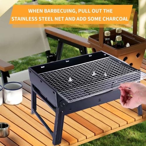 Portable BBQ Grill Foldable Barbecue Grill Rack Burning Charcoal Grill — view 6