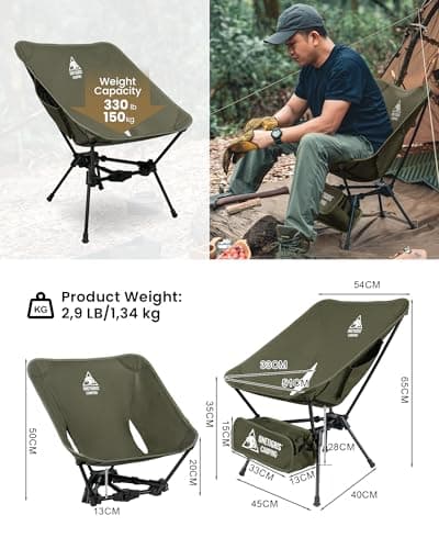 OneTigris Tigerblade Camping Chair, Lightweight Folding Backpacking Hiking, Compact Portable 330 lbs Capacity — view 3