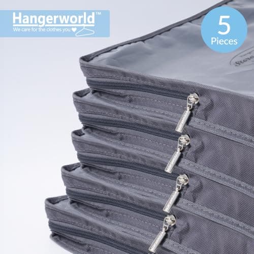 HANGERWORLD Pack of 5 Grey Breathable Cashmere Jumper Clothing Storage Pouch Bag with Clear Front — view 4