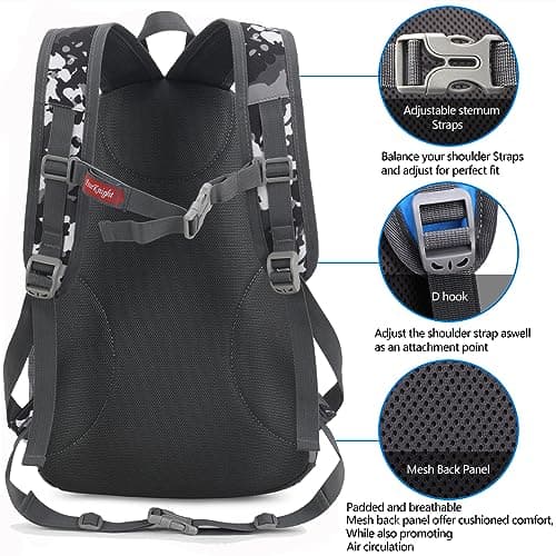 Bseash Small 15-20L Outdoor Hiking Backpack, Lightweight Waterproof Travel Daypack for Kids Girls Boys Camping Cycling Riding — view 5