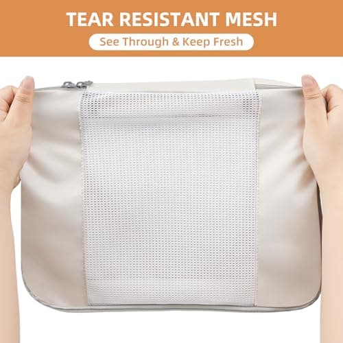 BAGAIL 8 Set Packing Cubes Various Sizes Packing Organizer for Travel Accessories Luggage Carry On Suitcase - Beige — view 6