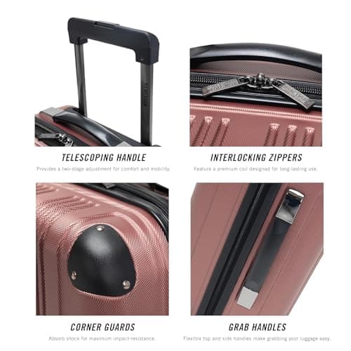 Kenneth Cole Reaction Out of Bounds Lightweight Hardshell 4-Wheel Spinner Luggage, Rose Gold, 24-Inch Checked, Out of Bounds — view 5