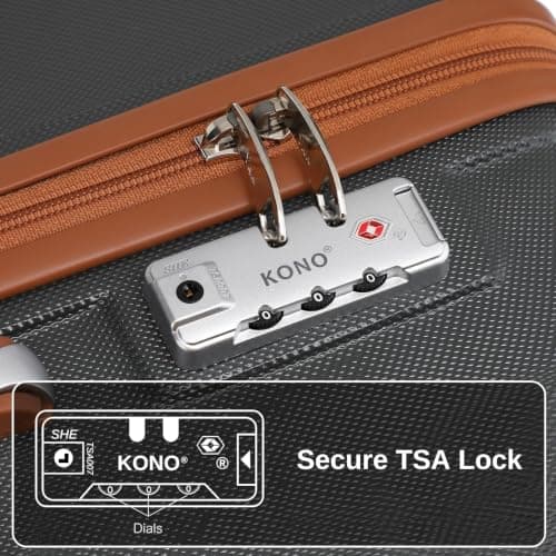 Kono 4 Piece Luggage Set ABS+PC Hard Shell Carry-On Cabin Suitcase, Grey — view 5