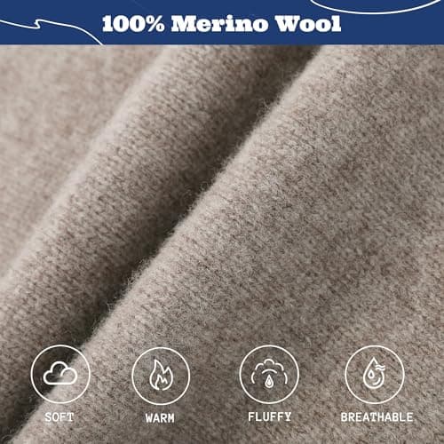 ACUSHLA Merino Wool Balaclava, Hooded Scarf Hat, Warm Winter Knit, Coffee — view 5