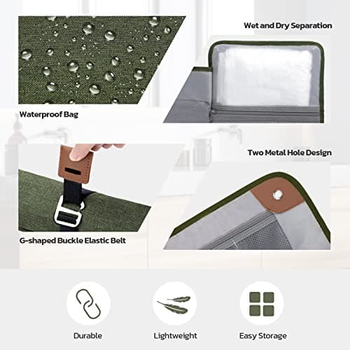 Toiletry Bag for Men, Travel Essentials Travel Toiletry Bag, Water-Resistant Compact Bathroom Roll Organizer for Hygiene, Shaving kit, Gifts for Men, 5.Army Green(Polyster), Fashion — view 3