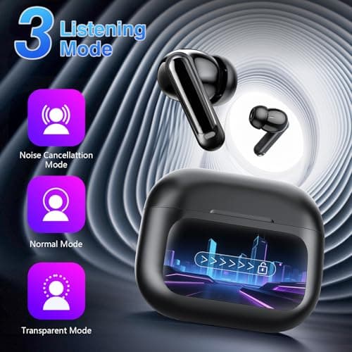 2026 Wireless Earbuds, Bluetooth 5.4 Headphones In Ear with Multifunctional Touch Screen, 48H HiFi Stereo Ear Buds with ANC/ENC Noise Cancelling/Transparency Mode, 5 EQ Modes, IPX7 Earphones for Sport — view 2