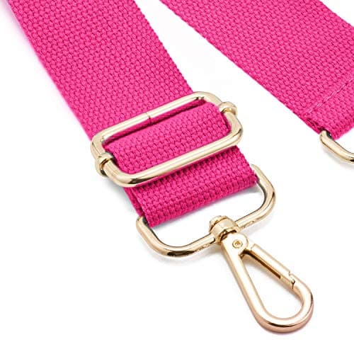 Wide Shoulder Bags Strap,Adjustable Replacement Bag Strap with Metal Swivel Hooks Soft Canvas Purse Straps Shoulder Bag Strap Belt Messenger Bag Changeable Strap For Crossbody Handbag(Gold-Rose Red) — view 3