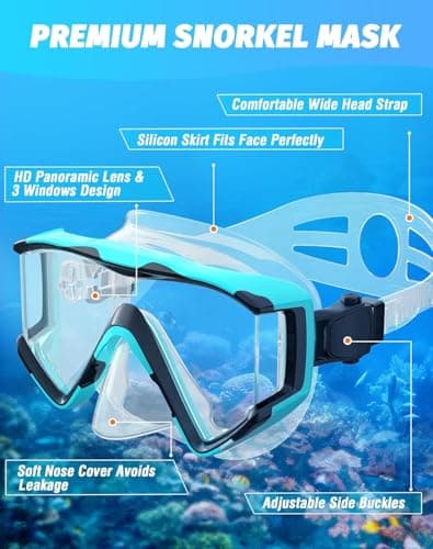 Zeligerstar Snorkel Set Adults, 3 Window Panoramic Mask, Anti-Fog Dry Top — view 5