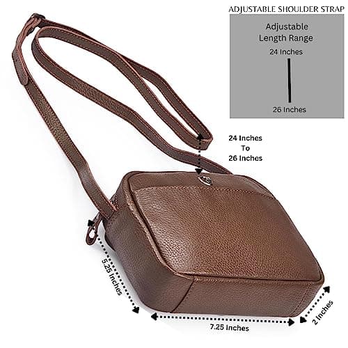 Cochoa Crossbody Sling Bag for Women Trendy Real Leather Purse Mini Soft Pebbled Crossover with Card Case (Chocolate Nappa) — view 2