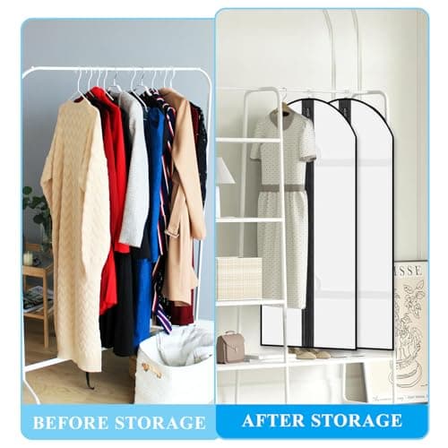 1 Pack Dress Bags Covers Long 60cm*180cm, PEVA Hanging Garment Bags with Handle Waterproof Dustproof Clothes Covers for Gowns, Wedding Dress, Trench Coats, Suits (White) — view 6